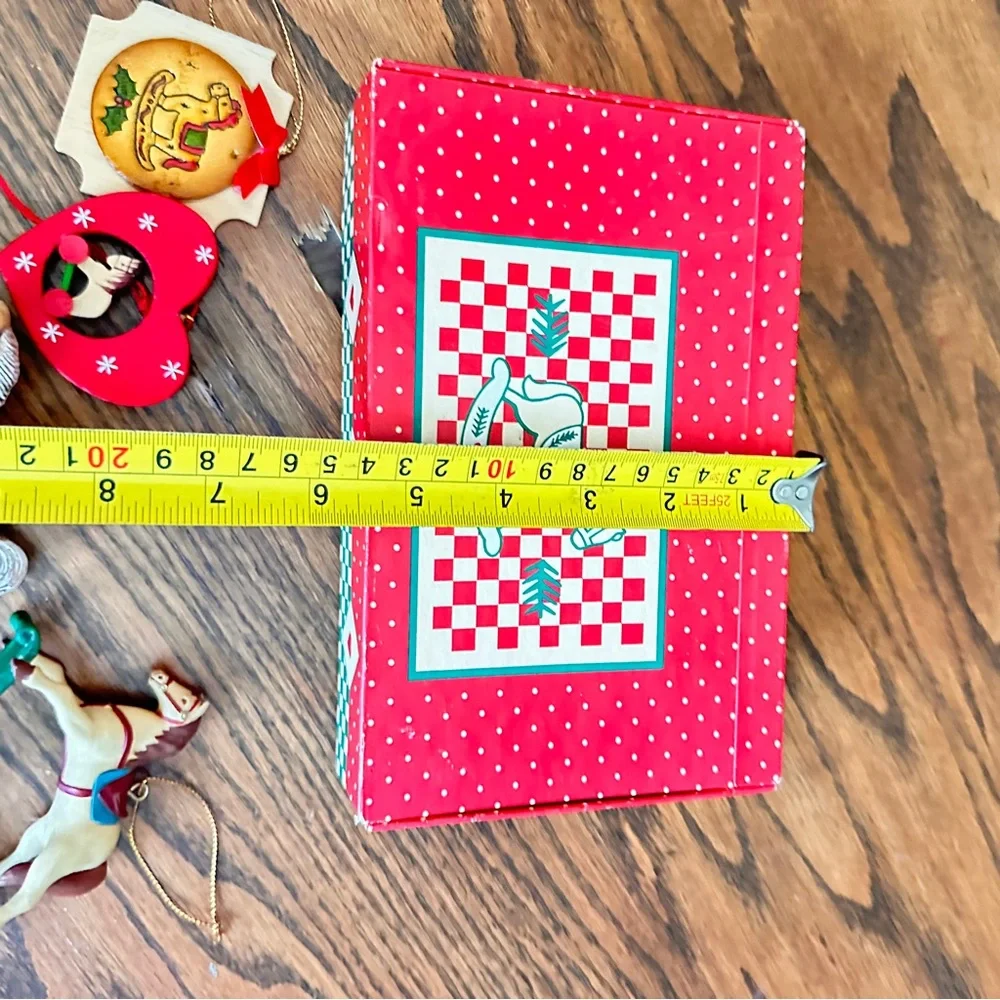 Vintage Rocking Horse Christmas Ornament Set & Pencil box